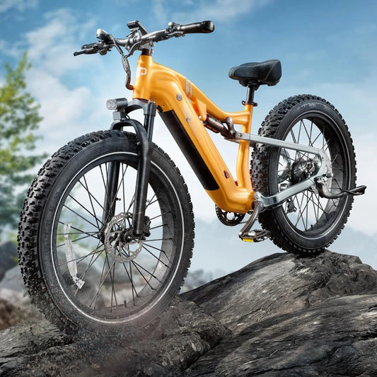 Electric Long Range Mountain Beach E-Bike for Adults 1000W,48V 20AH,26" Fat Tire Full Suspension 7Speed,30MPH 80Miles