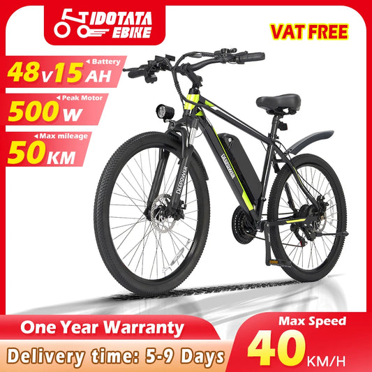 IDOTATA Adult Mountain Electric Bike 21Speed Cycling  26INCH  48V 12.8AH Lithium Battery 500W Motor